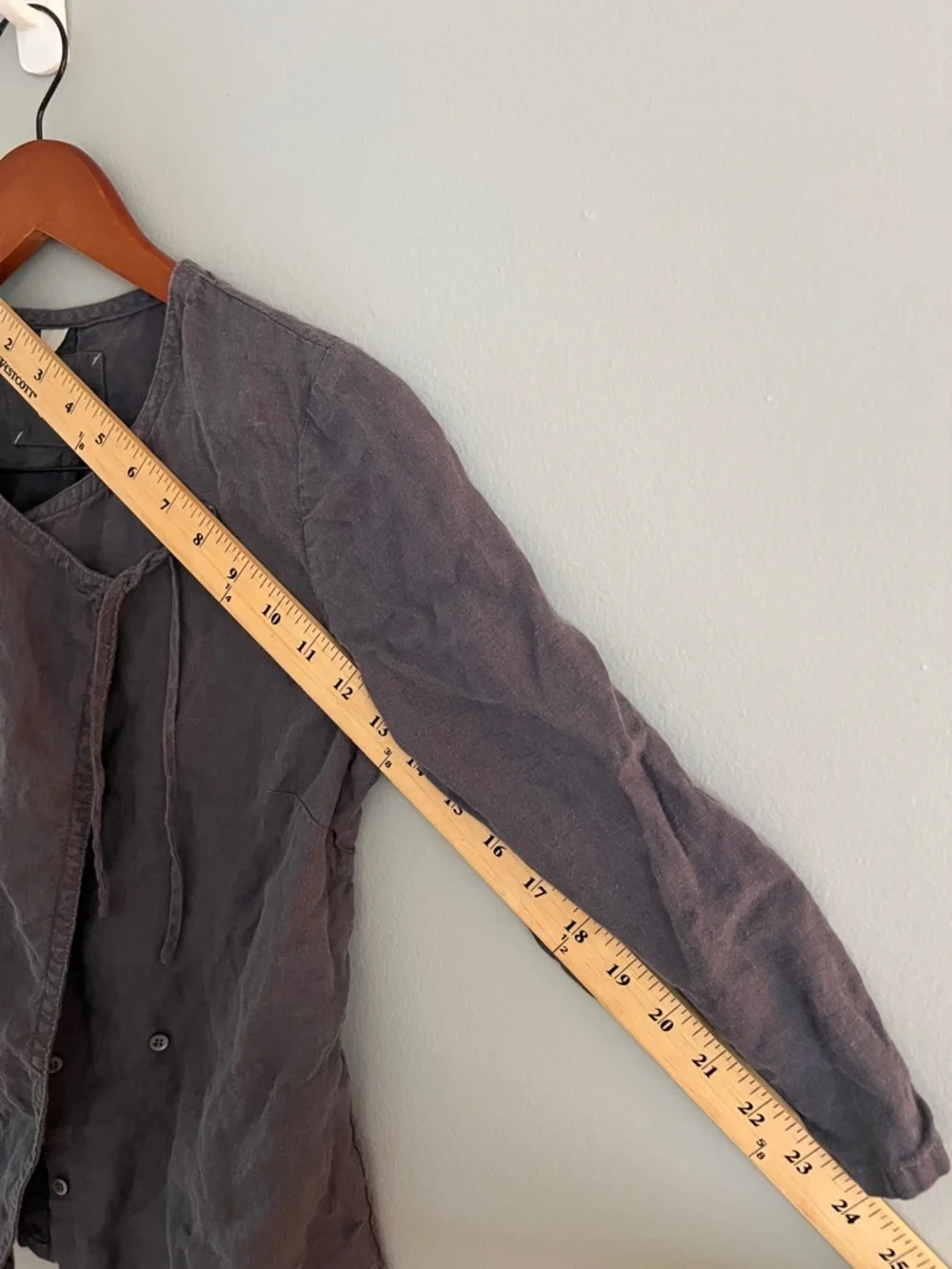Poetry Women’s Charcoal Gray Lightweight 100% Linen Cross Top Size 4